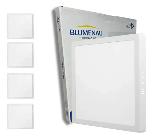 Painel Plafon LED Blumenau 12W de Embutir Quadrado 17 cm, Bivolt, 6500K Luz Branco
