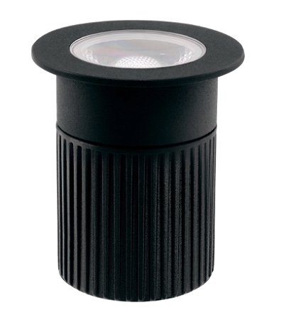 Embutido de Solo Chão LED Focco Redondo 30° Externo 3000K 5W Bivolt (D) 6,5cm x (A) 8,2cm Alumínio Preto - Stella STH7706/30