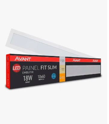 Painel Luminária de Embutir LED Fit Retangular 3000K 18W Bivolt (L) 60cm x (P) 10cm Alumínio e Policarbonato Branco - Avant 490100574