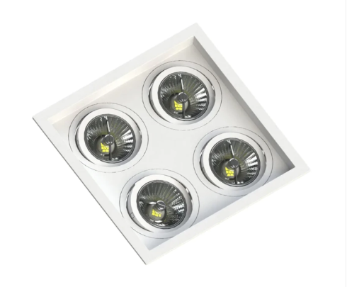 Spot de Embutir Face Recuado Quadrado Quádruplo AR70 (A) 23,5cm x (L) 23,5cm x (P) 3,5cm Termoplástico branco - Save Energy SE-330.2904