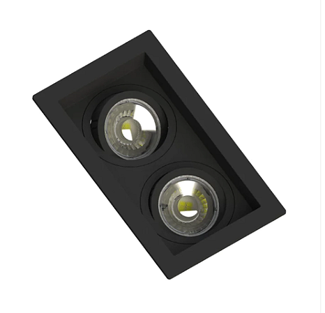 Spot de Embutir Face Recuado Retangular Duplo Dicroica PAR16 (A) 17,5cm x (L) 10cm x (P) 3,5cm Termoplástico Preto - Save Energy SE-330.2896
