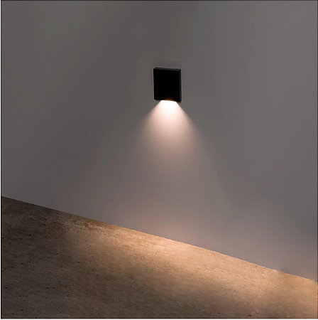 Balizador de Sobrepor LED Mini Neu 2 Retangular Facho Simples Externo 3000K 1,5W Bivolt (A) 5cm x (L) 7cm x (P) 1,15cm Policarbonato Preto - Stella STH8746/30
