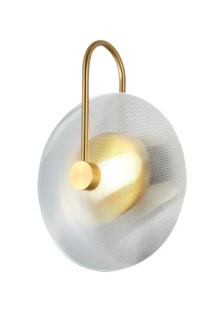 Arandela LED Vinyl Redondo 3000K 5W Bivolt 30x25x12cm Vidro e Metal Dourado - Bella Iluminação VIN1AR01DR030