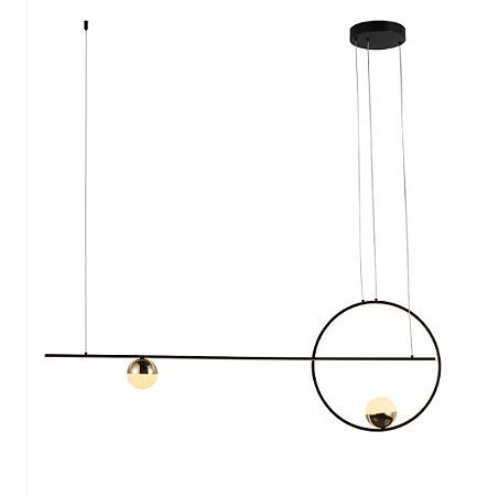 Pendente LED Ritz 120x40x10cm 3000K 36W Preto/Dourado Metal/Acrílico Bivolt PD1679 Studio Luce