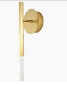 Arandela LED Pétra 3000K 3W Bivolt (A) 42cm x (L) 12cm x (P) 11cm Metal e Cristal de Rocha Dourado e Transparente - Bella Iluminação OC004S