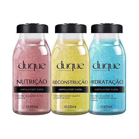 Kit Ampolas 15ml - Nutrição, Reconstrução e Hidratação | Duque Professional