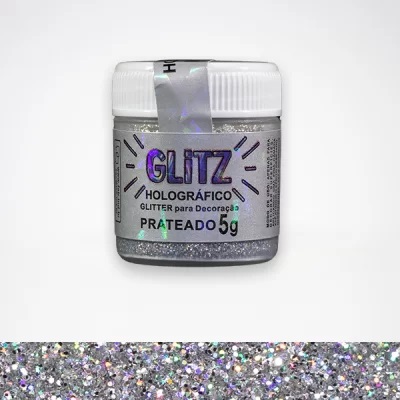 Glitter Holografico p/ decoracao PRATEADO 5g