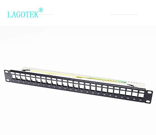 Patch Panel 24 portas rj45  branco, 19 polegadas, 1u, todo em metal rack, ad