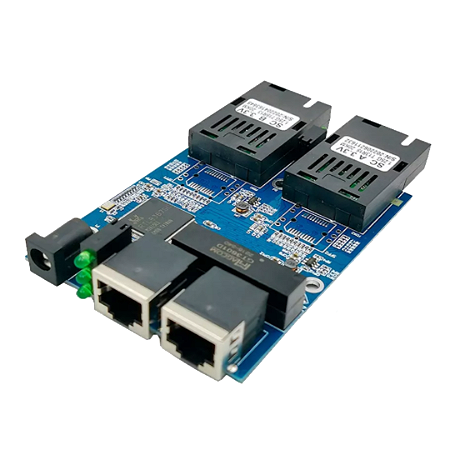 Placa Switch Conversora de Fibra GB 2P Fo A/B 2RJ45 UTP
