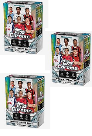 Break 606 - 3x Blaster Topps chrome 24/25 - 84 Cards - Times Aleatorios