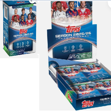 Break 888 - 1x Hobby Box Auto Garantido UCD 2025/26 ( Com Spot do pack bonus - silver chrome ) + 1 Blaster UCC 2025/26 - Escolha seu time - Total 248 Cards "Atenção não é caixa lacrada, é Break"