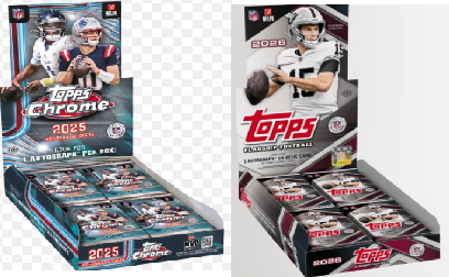 Break 1168- 1x Topps Nf Chrome + 1x Topps Hobby box Flagship NFL - 2 autos garantidos -355 cards "Atenção não é Lacrado, é Break"
