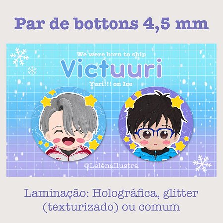 Par de bottons Yuri!!! on Ice (Victor x Yuuri)