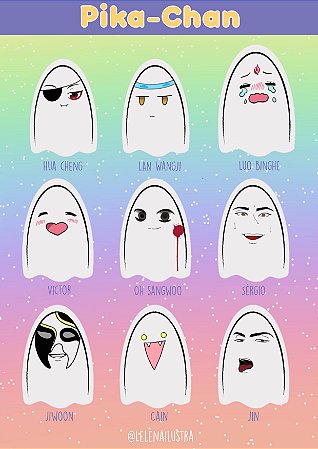 Cartela de adesivos Pika-chan