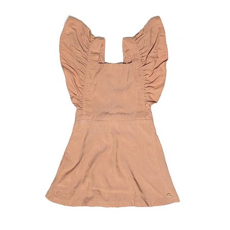 Vestido Jardineira Linho Rosa Antigo