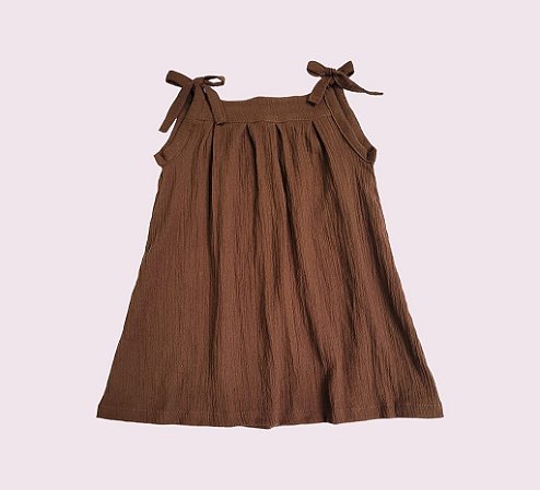 Vestido Lacinho Gaze Castanho