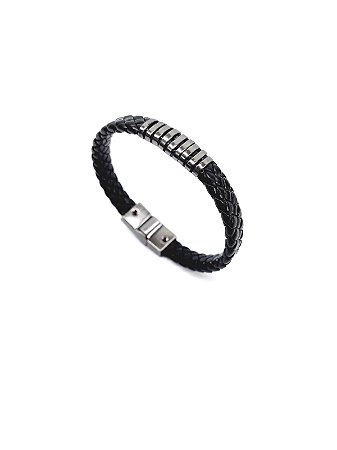 Pulseira de couro Triplo Onix | Couro legítimo
