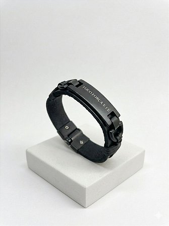 Pulseira Foco Força e Fé | Couro legítimo