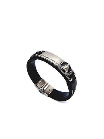 Pulseira de couro Nossa Senhora e coordenadas