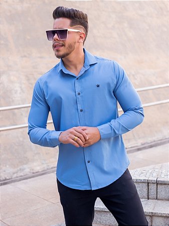 Camisa ML Azul Caneta
