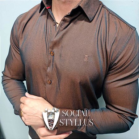 Camisa Social Manga Longa - Marrom