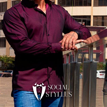 Camisa Social Manga Longa - Vinho