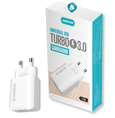 Carregador de Parede Universal Turbo USB 3.0 Kimaster Branco T108