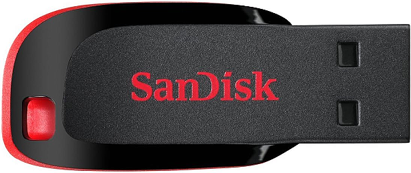 Pen Drive 128GB USB SanDisk Cruzer Blade Preto/Vermelho Original