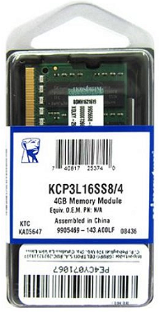 Memória Para Notebook 4GB DDR3 Kingston KCP3L16SS8/4 Original
