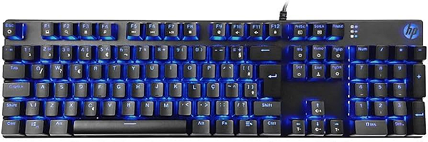 Teclado Gamer Mecânico USB Led GK400F HP Preto
