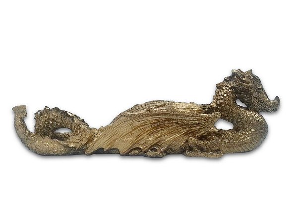Incensário Vareta Dragão Dourado em Resina 25cm
