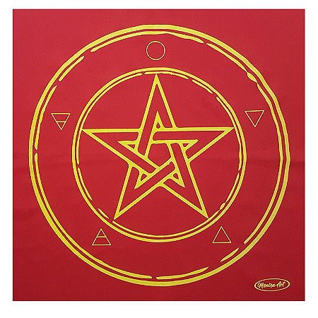 Toalha Wicca Pentagrama Toalha Tarô Vermelha com Brilho 70CM