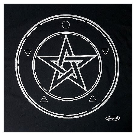 Toalha Wicca Pentagrama Toalha Tarô com Brilho Pto/Pta 70CM