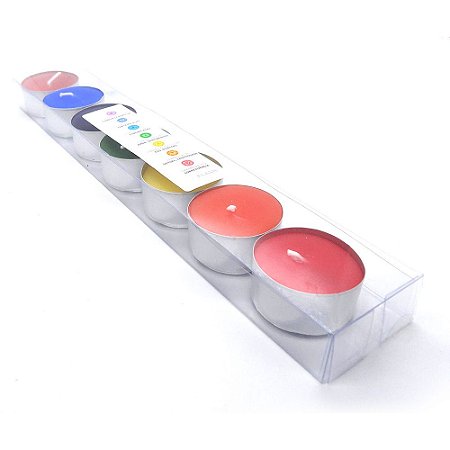 Kit Velas Rechô Sete Chakras Tealights Equilíbrio do Corpo