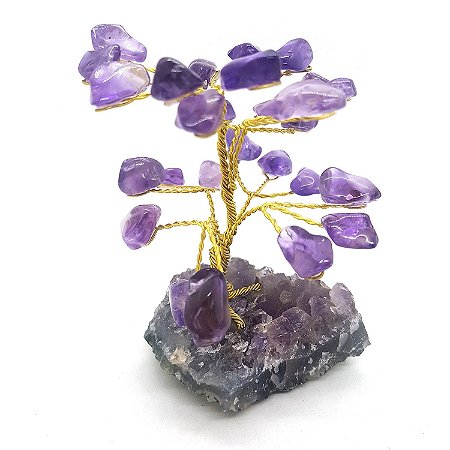 Árvore Pedra Natural Ametista Base em Drusa Ametista 10cm