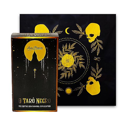 Kit Tarô Toalha Brilho Preto/Dourado e O Grande Taro Negro