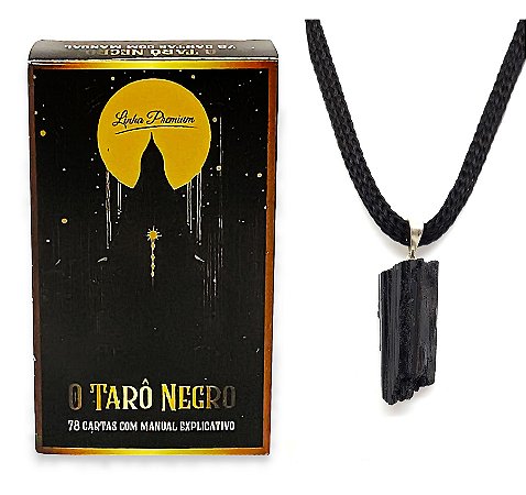Kit O Grande Tarot Negro 78 Cartas e Colar Turmalina Negra