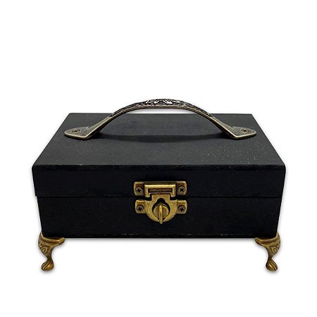 Porta Tarô Baralho Preto com Alça Artesanal Espiritual