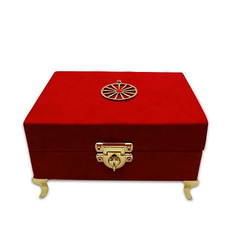 Porta Tarô Baralho Veludo Vermelho Cigana Artesanal