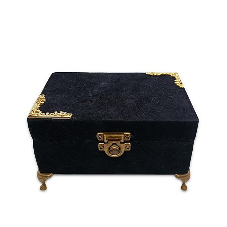 Porta Tarô Baralho Veludo Preto Dourado Artesanal Espiritual