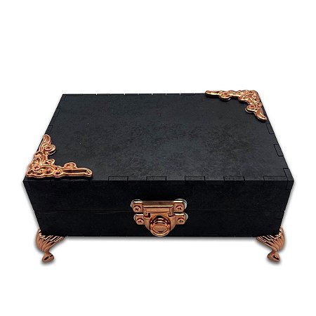 Porta Tarô Baralho Espiritual Artesanal Preto Rose Veludo Vm