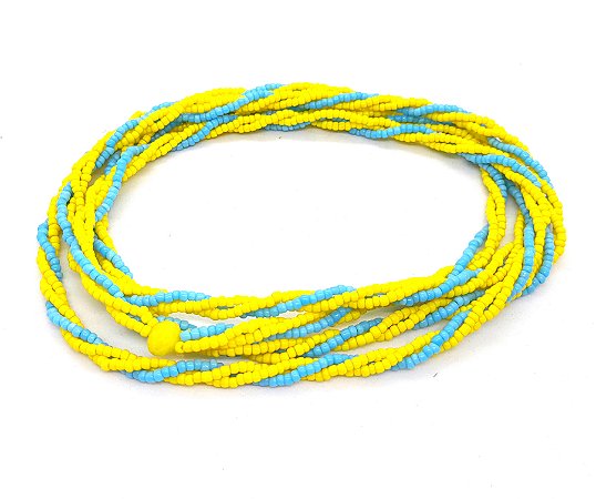 Guia Brajá 3 Fios Trançado Erê Azul e Amarelo 60 cm