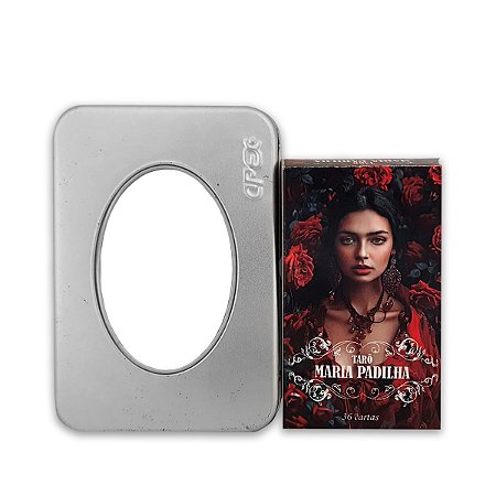 Kit Proteção Tarô Maria Padilha 36 Cartas e Porta Tarô Metal