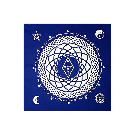 Toalha Leitura de Tarô Elemental Magia Astral Azul Branco