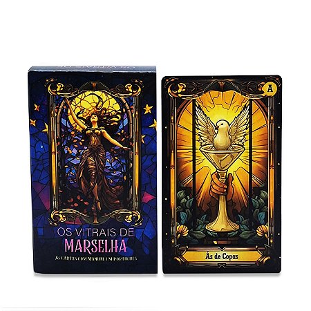 Tarô Os Vitrais de Marselha 78 Cartas Alta Qualidade Manual