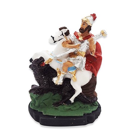 Imagem Estátua São Jorge Colonial Capa Vermelha Resina 7 Cm