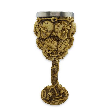 Taça de Caveiras 150ml em Metal e Resina Detalhada