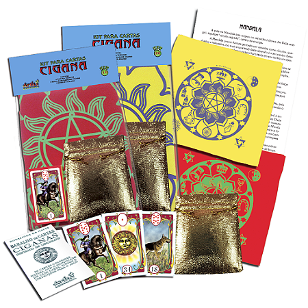 Kit de Cartas Ciganas Lenormand 36 Cartas Toalha e Bolsa