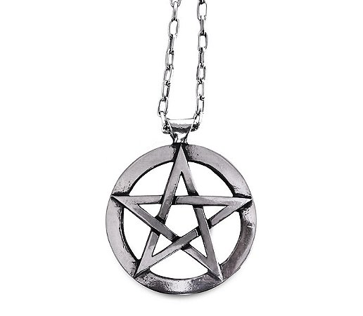 Colar Pentagrama Mistério e Magia Níquel 3,5cm corrente 65cm