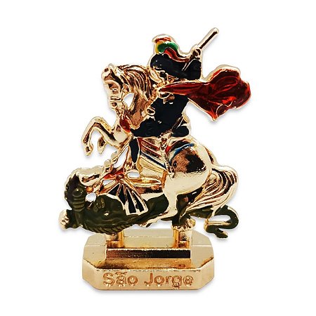 Enfeite Dourado São Jorge de Metal 4 cm